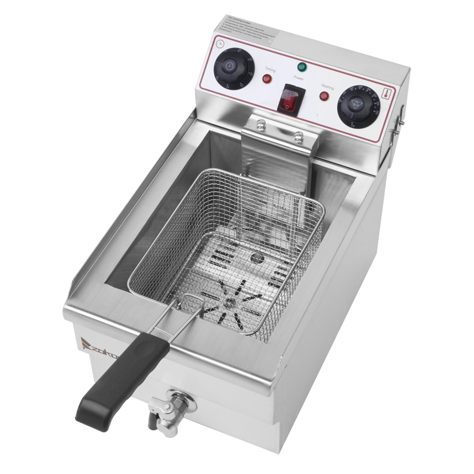 Stainless Steel Deep Fryer with Faucet, 12.5 Qt