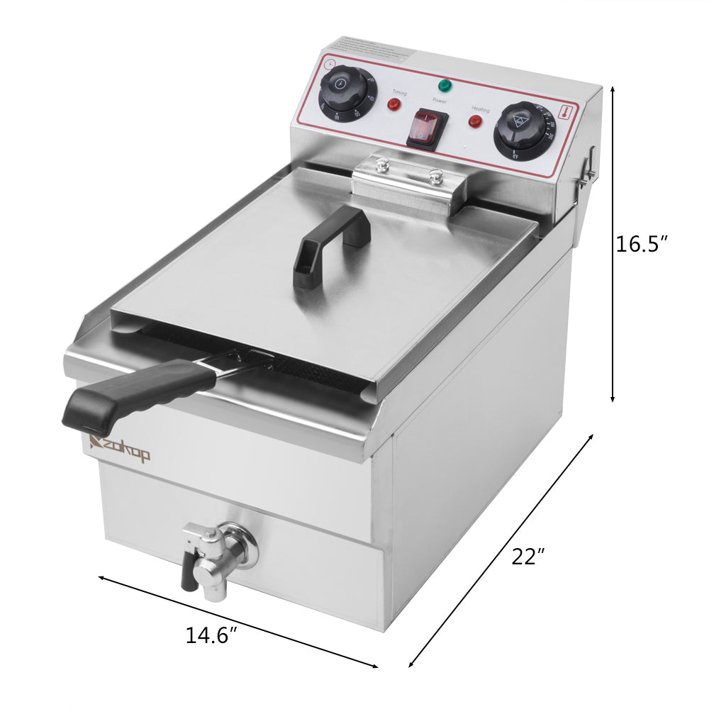 Stainless Steel Deep Fryer with Faucet, 12.5 Qt