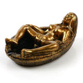 Vintage Gold Resin Ashtray Knic-knack Figurine of a Beautiful Woman