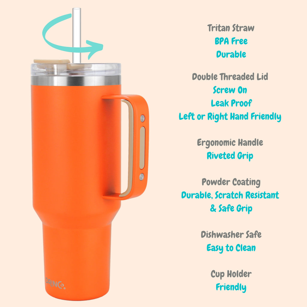 40oz Insulated Tumbler with Handle (Pumpkin)