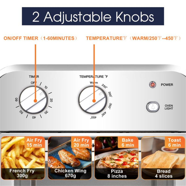 Air Fryer Toaster Oven Combo, 4-Slice (Silver)