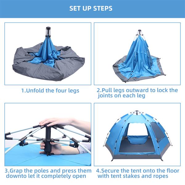 Instant Pop-Up Family Camping Tent, Waterproof