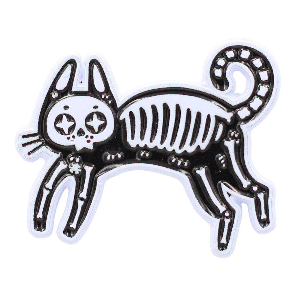 Skeleton Cat Enamel Pin
