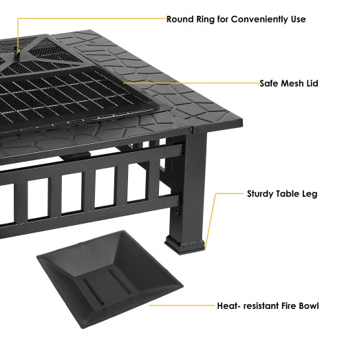 Outdoor Charcoal Fire Pit with Cover