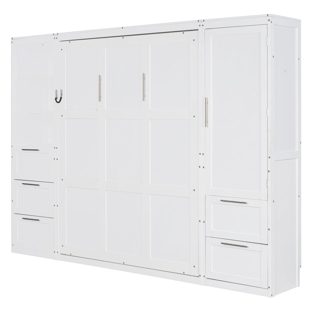 Murphy Wall Bed, Queen Size, MDF and LVL with Drawers, Shelves, and