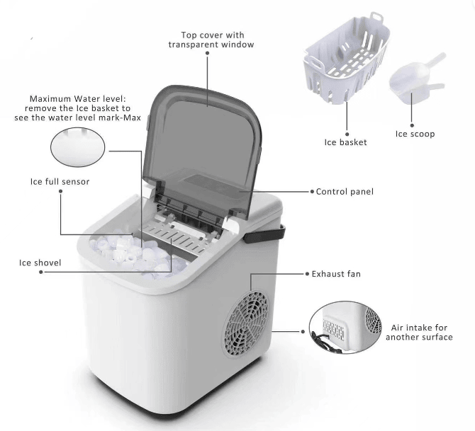 Portable Bullet Ice Maker, 26 lbs per Day (Home and Camping)