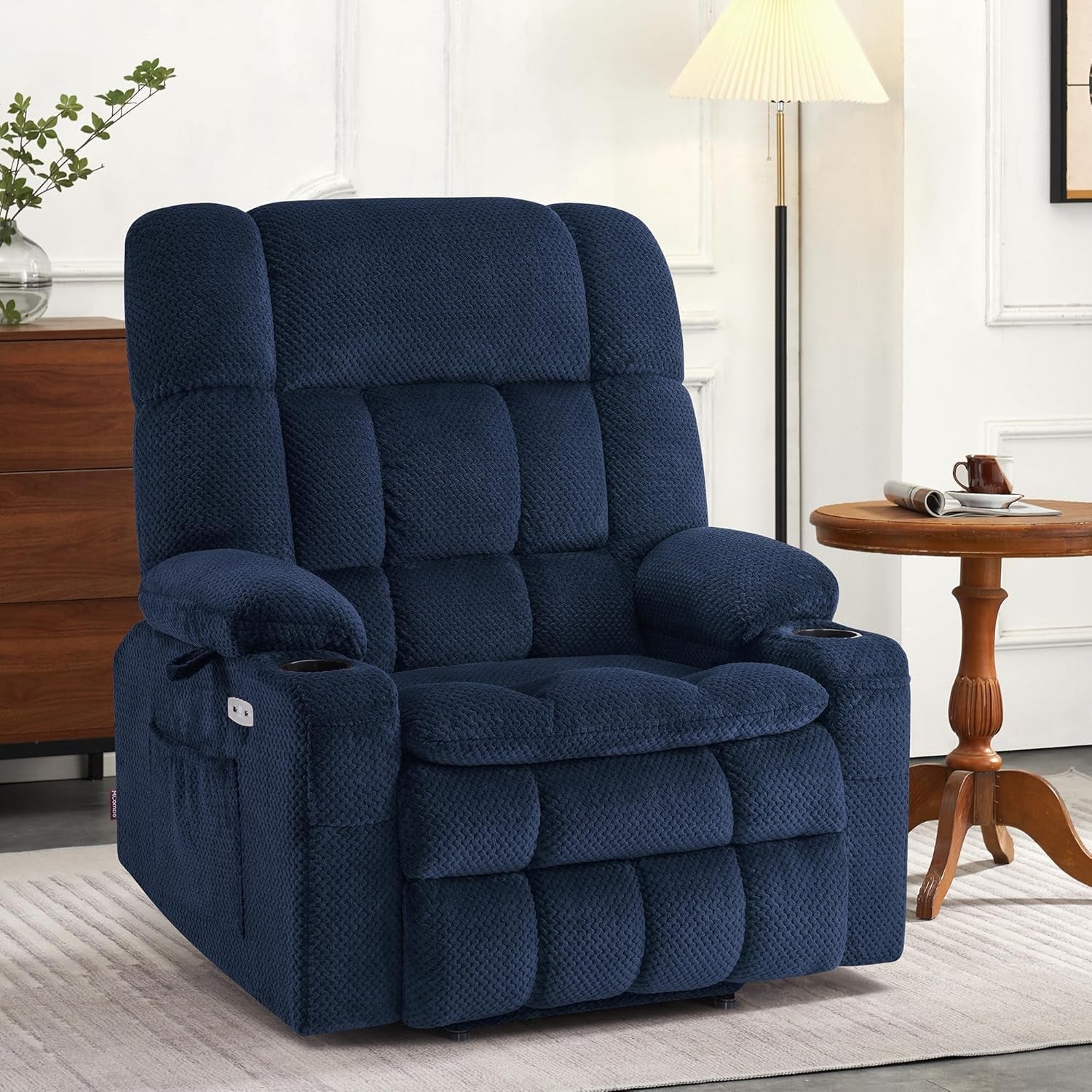 Dual Motor Power Lift Recliner with Massage and Heat (Navy)