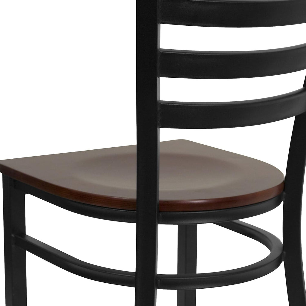 Ladder Back Metal Dining Chairs, Set of 2 (Black)