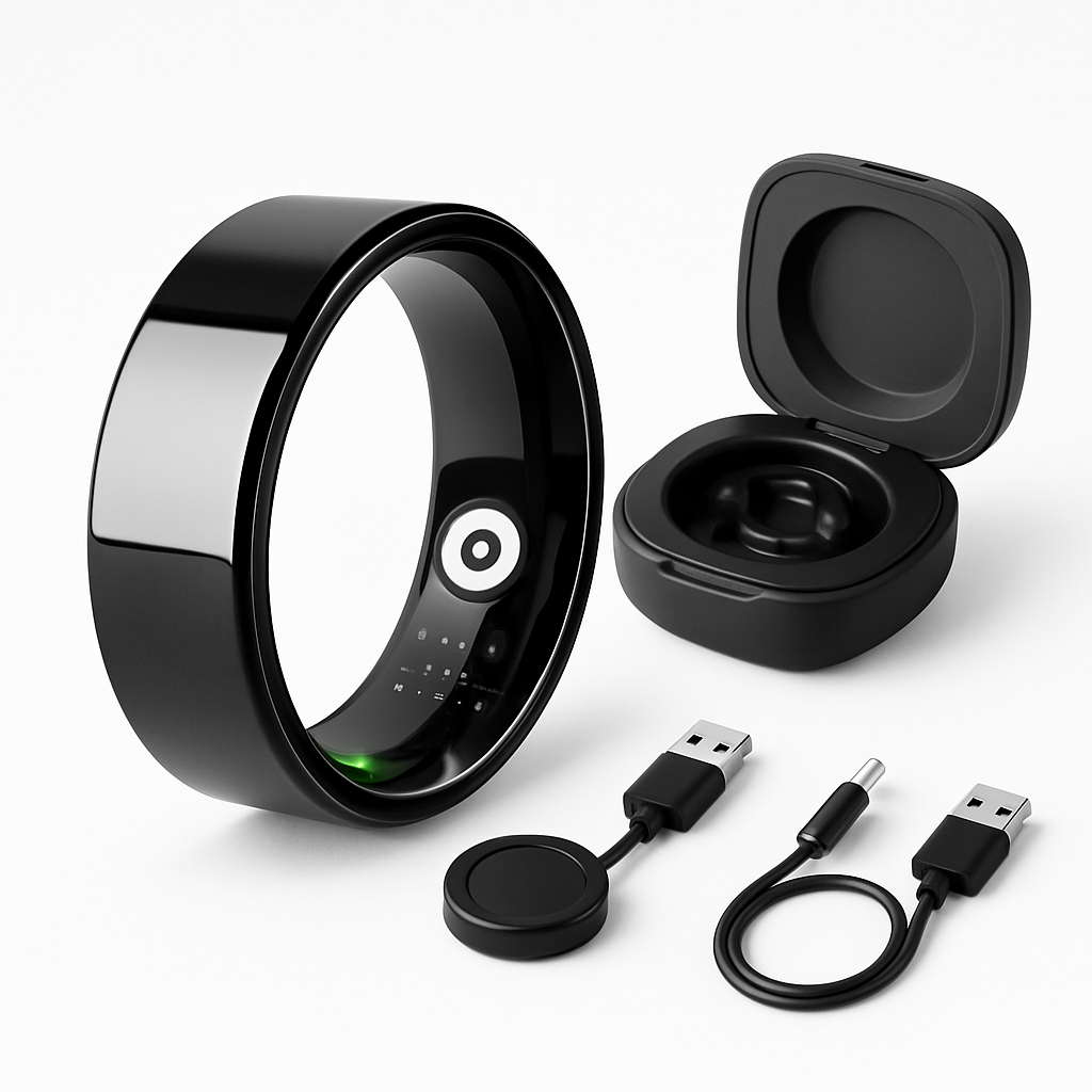 Smart Ring Health Tracker Fitness/Sleep/Stress/HRV Tracker with Charging Case Magnetic Charging Cable for Women & Men Compatible with iOS & Android 7-
