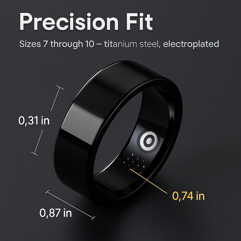 Smart Ring Health Tracker Fitness/Sleep/Stress/HRV Tracker with Charging Case Magnetic Charging Cable for Women & Men Compatible with iOS & Android 7-