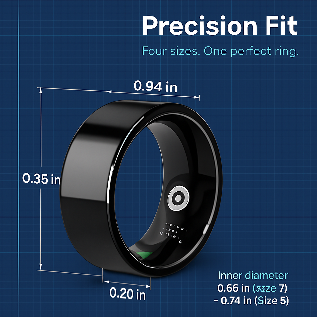 Smart Ring Health Tracker Fitness/Sleep/Stress/HRV Tracker with Charging Case Magnetic Charging Cable for Women & Men Compatible with iOS & Android 7-