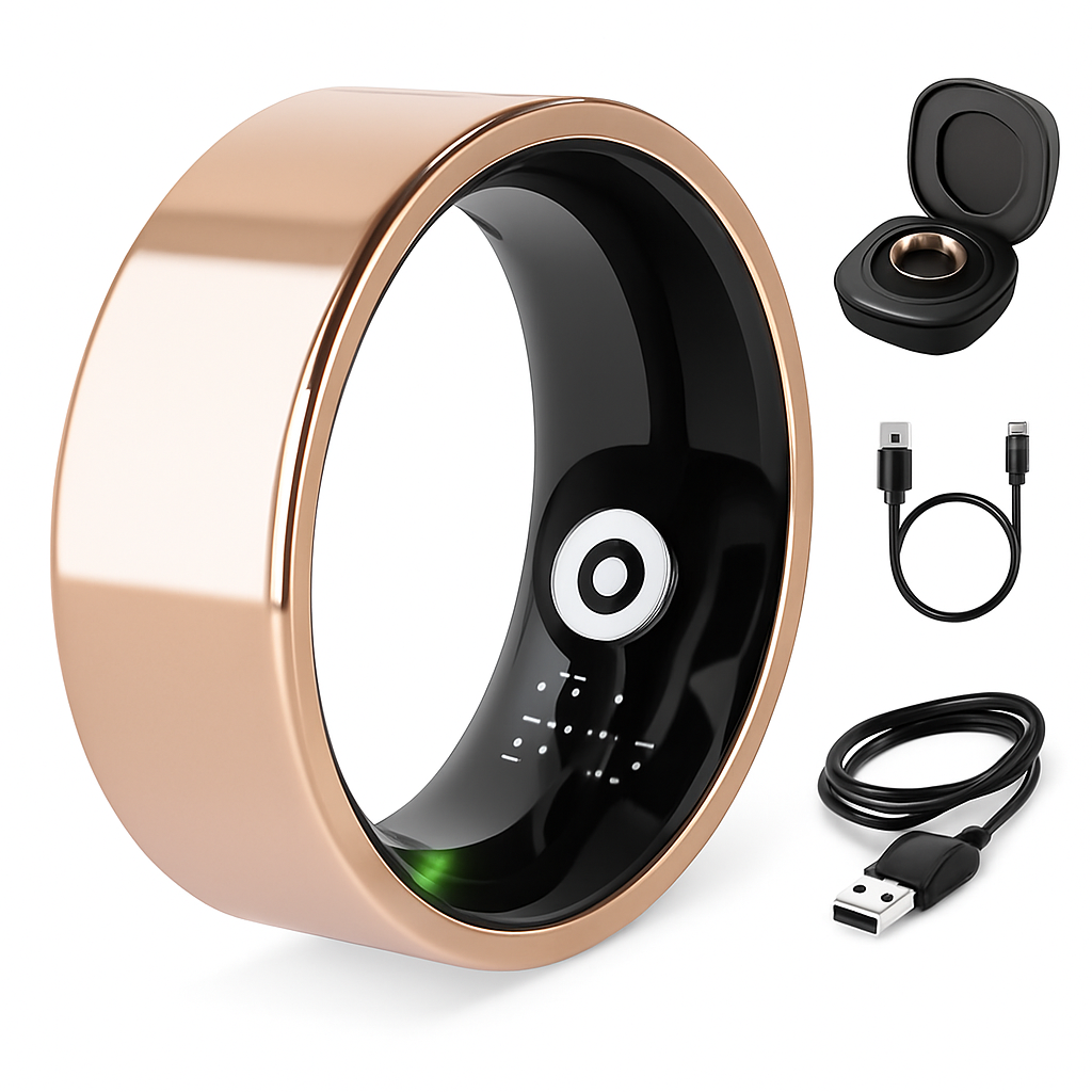Smart Ring Health Tracker Fitness/Sleep/Stress/HRV Tracker with Charging Case Magnetic Charging Cable for Women & Men Compatible with iOS & Android 7-
