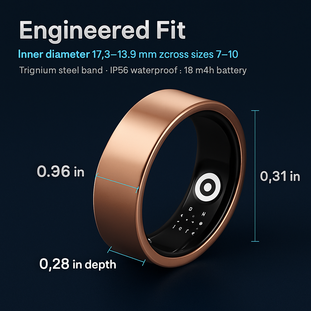Smart Ring Health Tracker Fitness/Sleep/Stress/HRV Tracker with Charging Case Magnetic Charging Cable for Women & Men Compatible with iOS & Android 7-