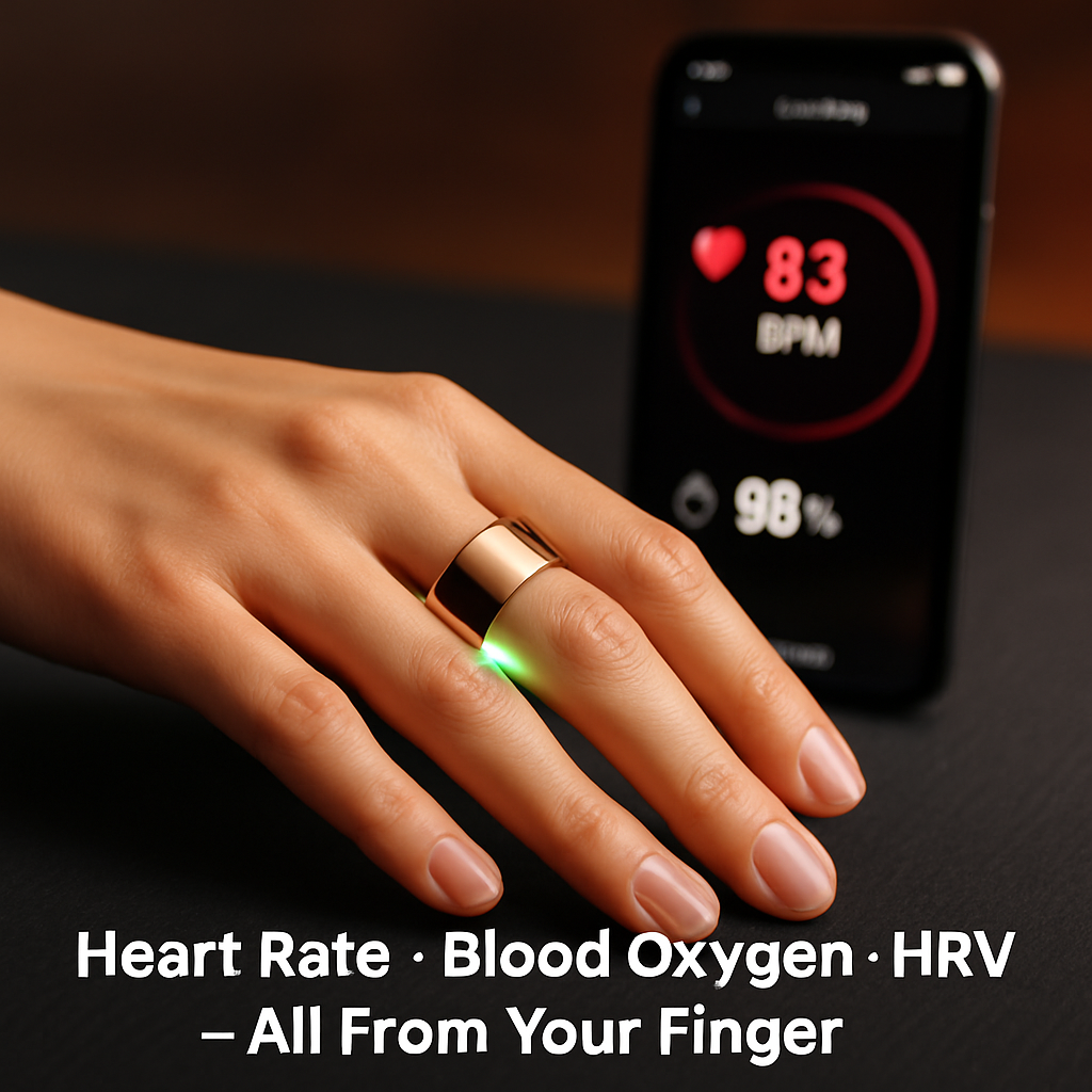 Smart Ring Health Tracker Fitness/Sleep/Stress/HRV Tracker with Charging Case Magnetic Charging Cable for Women & Men Compatible with iOS & Android 7-