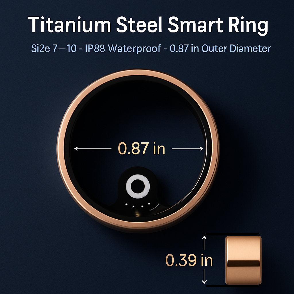 Smart Ring Health Tracker Fitness/Sleep/Stress/HRV Tracker with Charging Case Magnetic Charging Cable for Women & Men Compatible with iOS & Android 7-