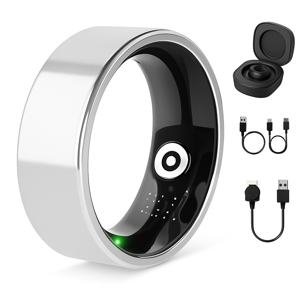 Smart Ring Health Tracker Fitness/Sleep/Stress/HRV Tracker with Charging Case Magnetic Charging Cable for Women & Men Compatible with iOS & Android 7-