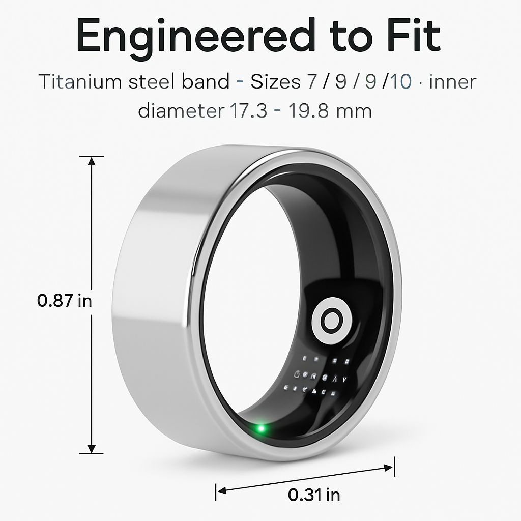 Smart Ring Health Tracker Fitness/Sleep/Stress/HRV Tracker with Charging Case Magnetic Charging Cable for Women & Men Compatible with iOS & Android 7-