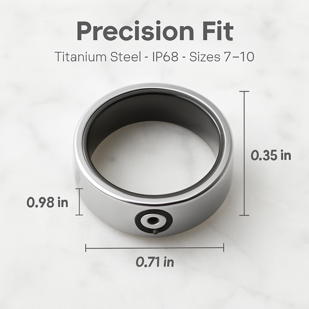 Smart Ring Health Tracker Fitness/Sleep/Stress/HRV Tracker with Charging Case Magnetic Charging Cable for Women & Men Compatible with iOS & Android 7-