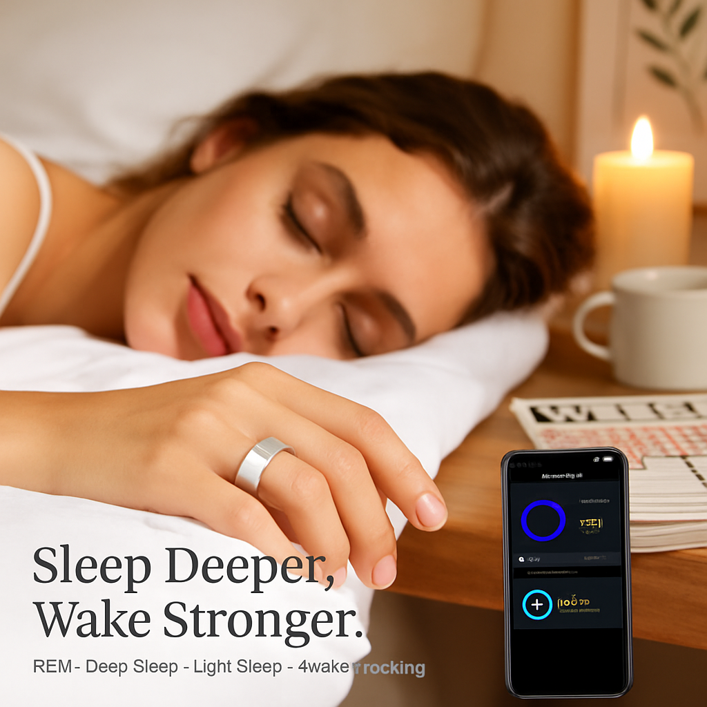 Smart Ring Health Tracker Fitness/Sleep/Stress/HRV Tracker with Charging Case Magnetic Charging Cable for Women & Men Compatible with iOS & Android 7-