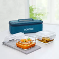 Square 2-Compartment Lunch Box, 320ml, Teal