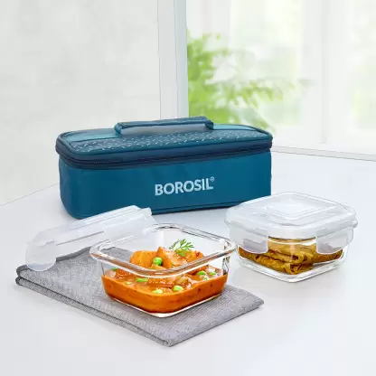 Square 2-Compartment Lunch Box, 320ml, Teal