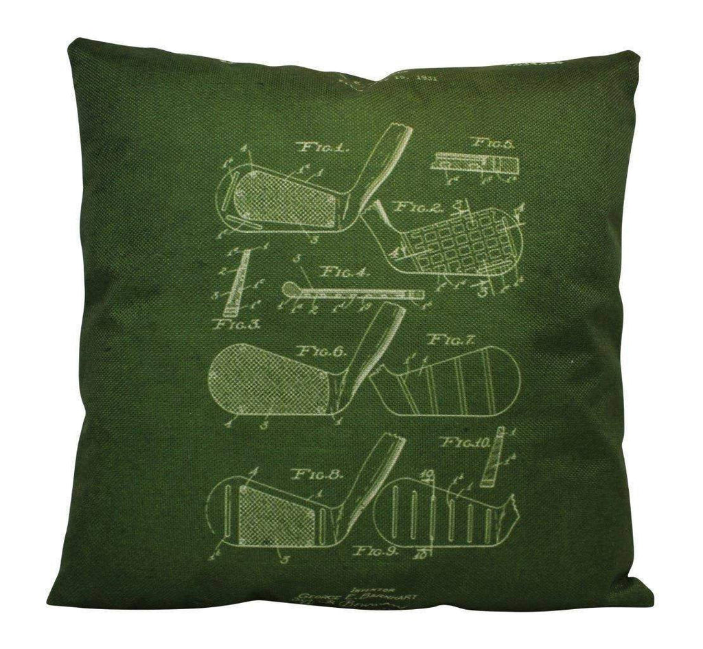 Vintage Golf Blueprint Throw Pillow