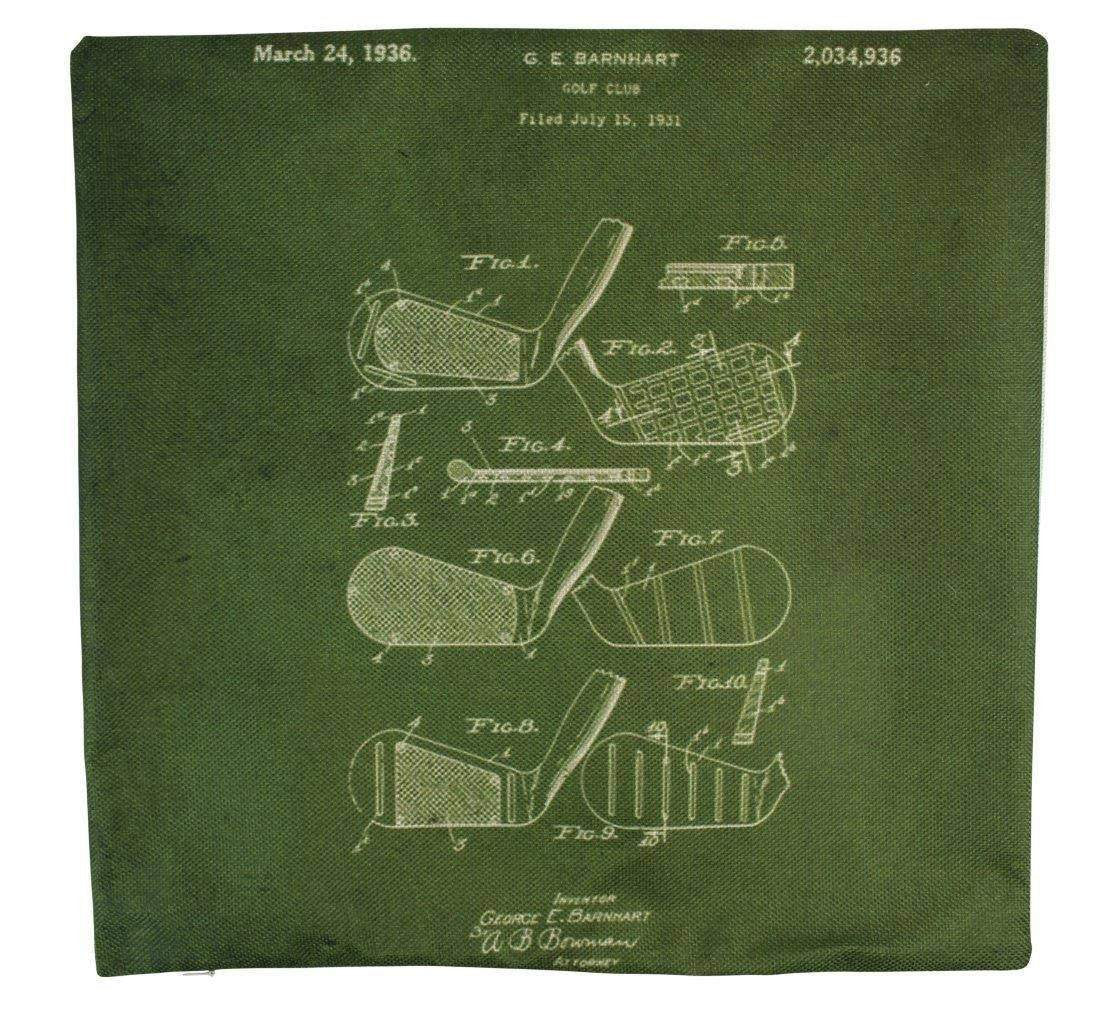 Vintage Golf Blueprint Throw Pillow