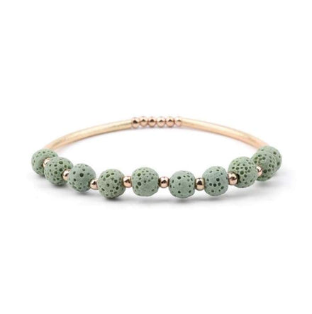 Bracelet diffuseur d'huiles essentielles en pierre de lave – Vert clair et doré