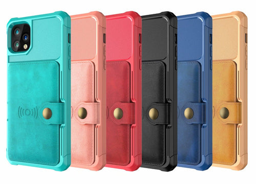 Coque de protection intégrale magnétique en cuir avec portefeuille pour iPhone