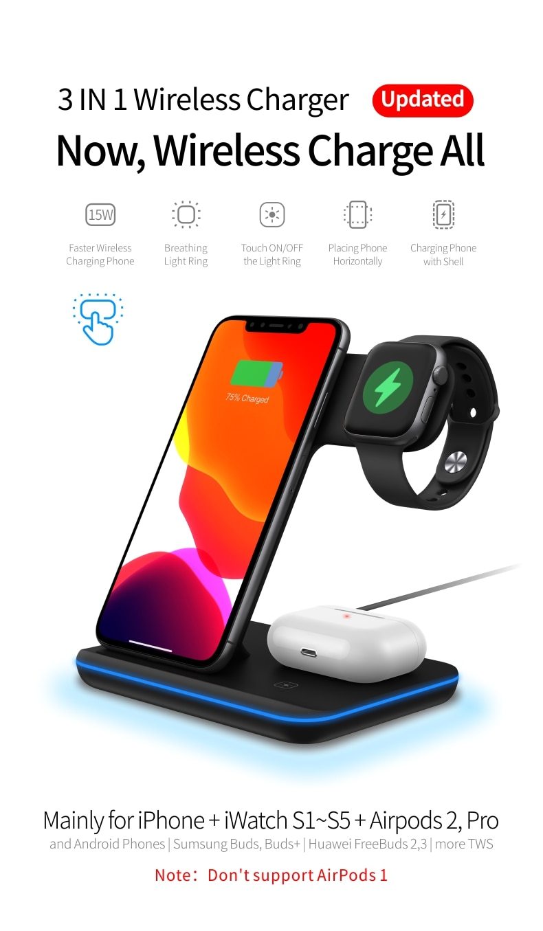 Ninja 15W 3-in-1 Fast Wireless Charging Station