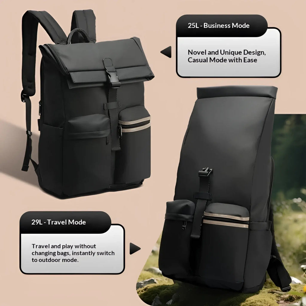 Roll Top Business Backpack Water Resistant 25l