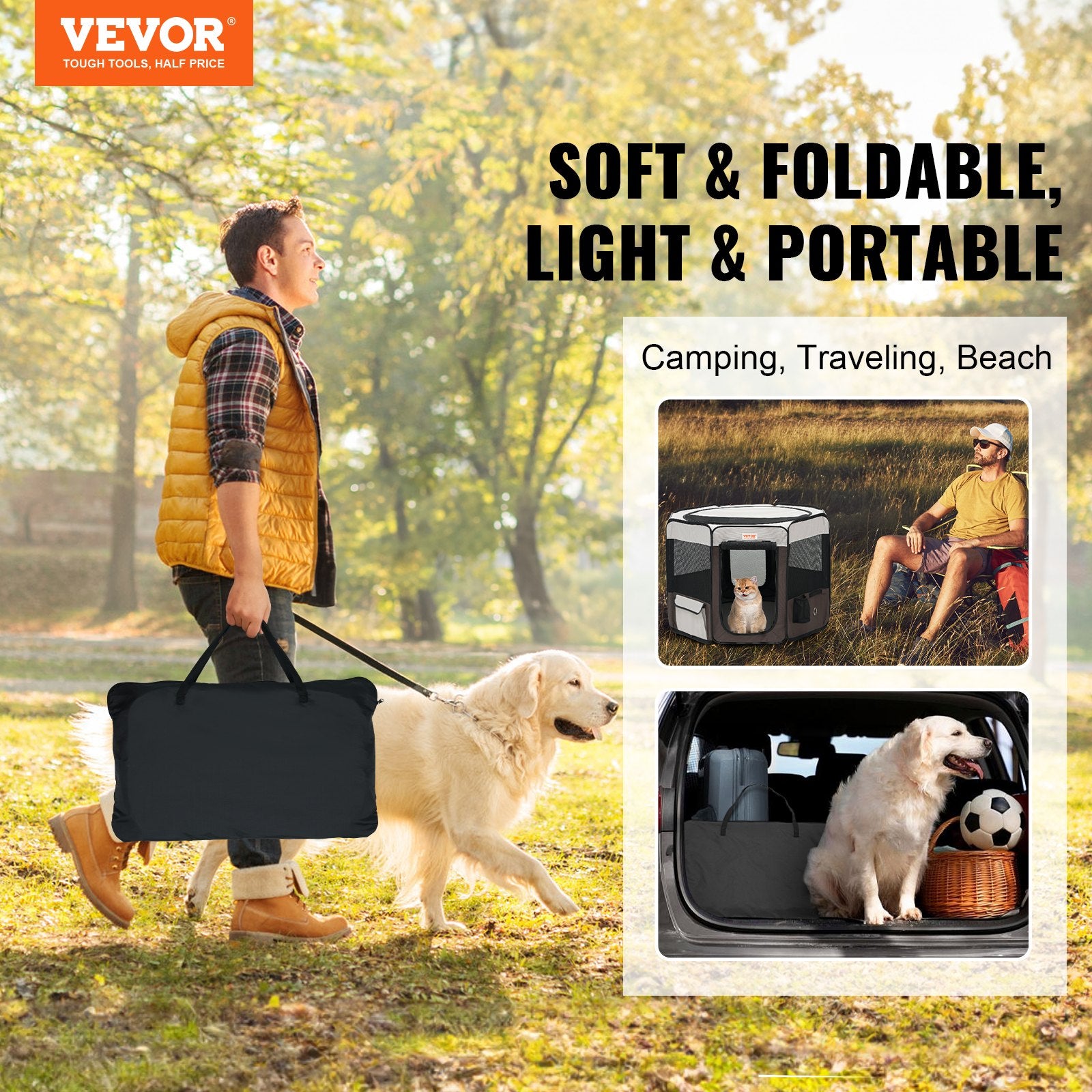 Foldable Pet Playpen, 36 in Portable Dog Crate Kennel