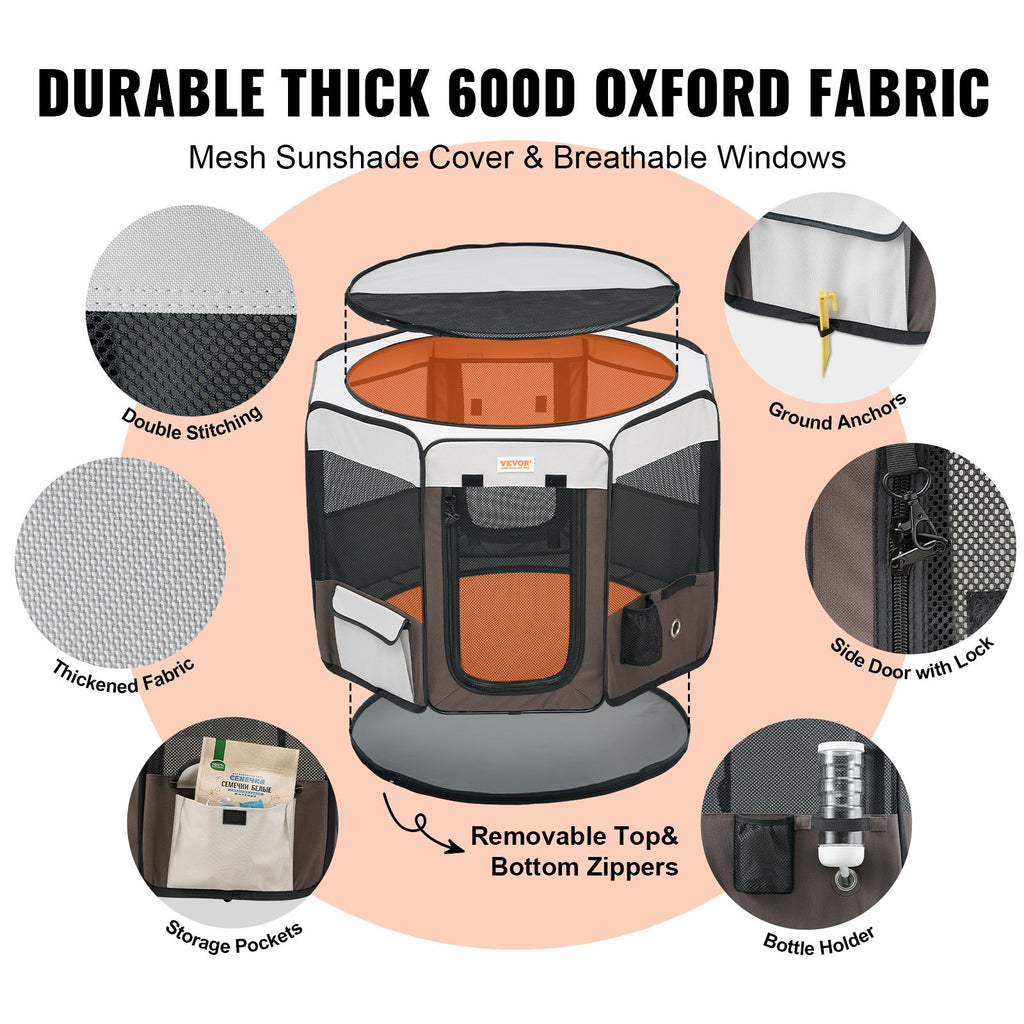 Foldable Pet Playpen, 36 in Portable Dog Crate Kennel