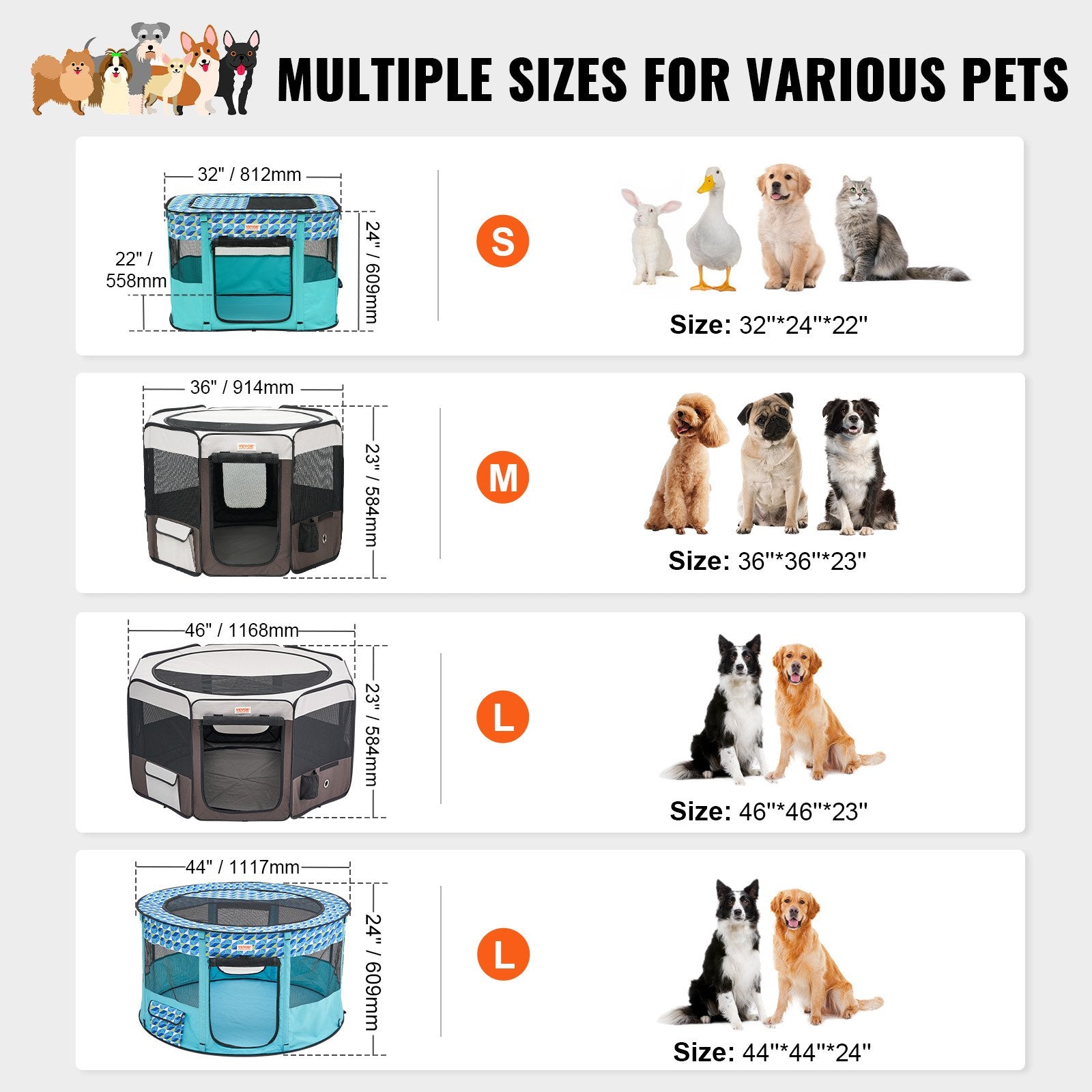 Foldable Pet Playpen, 36 in Portable Dog Crate Kennel