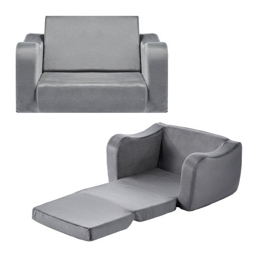 Foldable Toddler Couch, 2-in-1 Kids Sofa with Armrests
