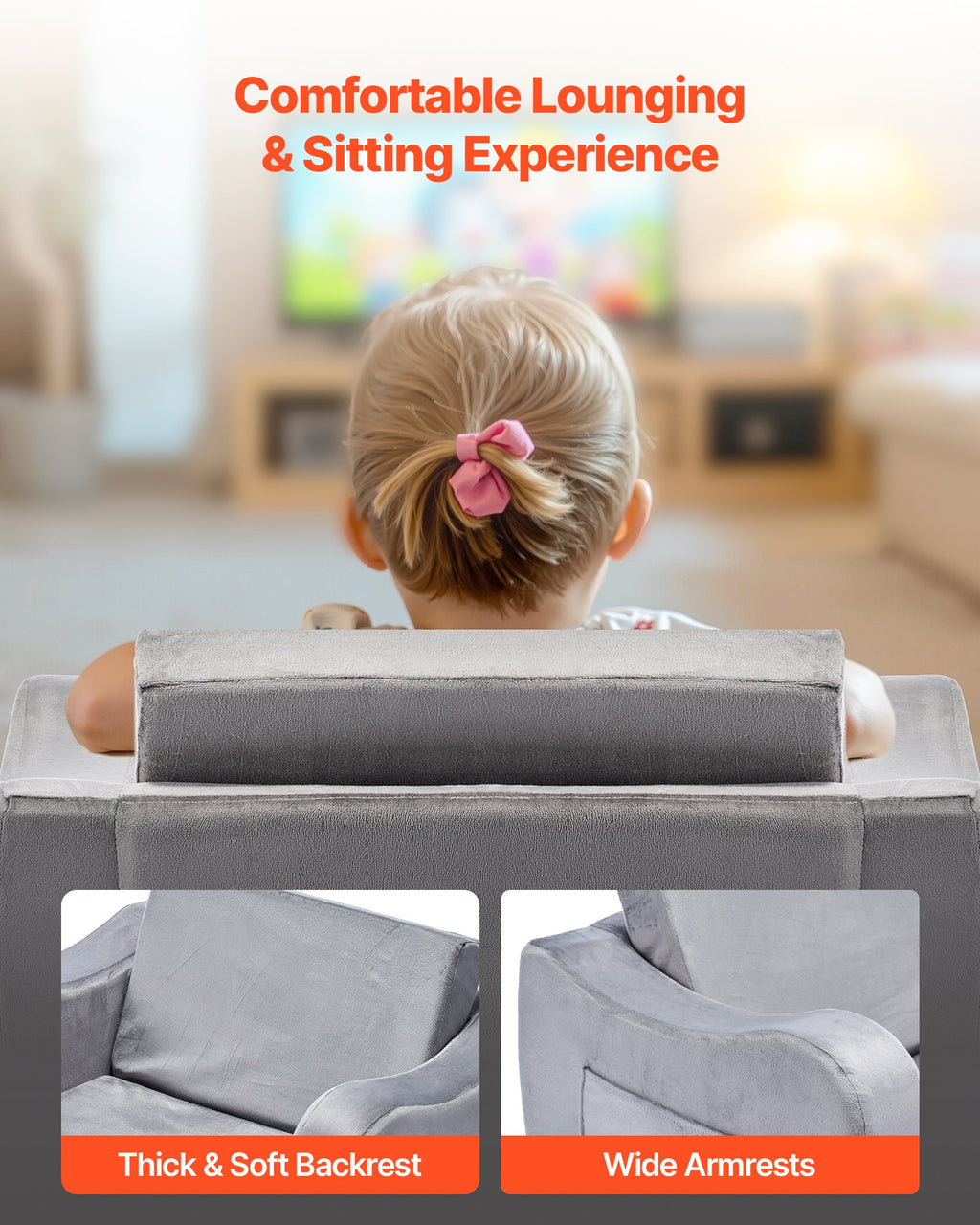 Foldable Toddler Couch, 2-in-1 Kids Sofa with Armrests