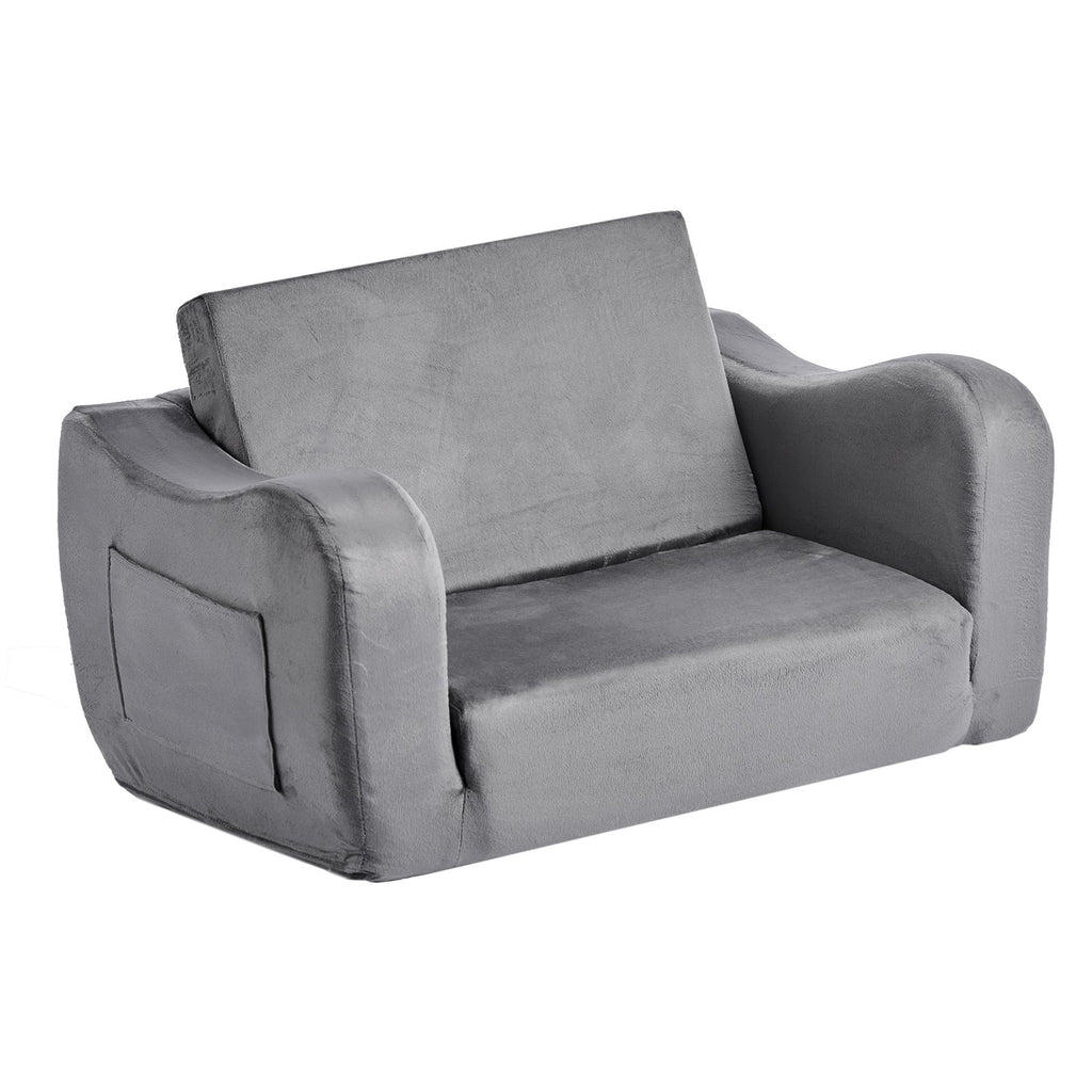 Foldable Toddler Couch, 2-in-1 Kids Sofa with Armrests