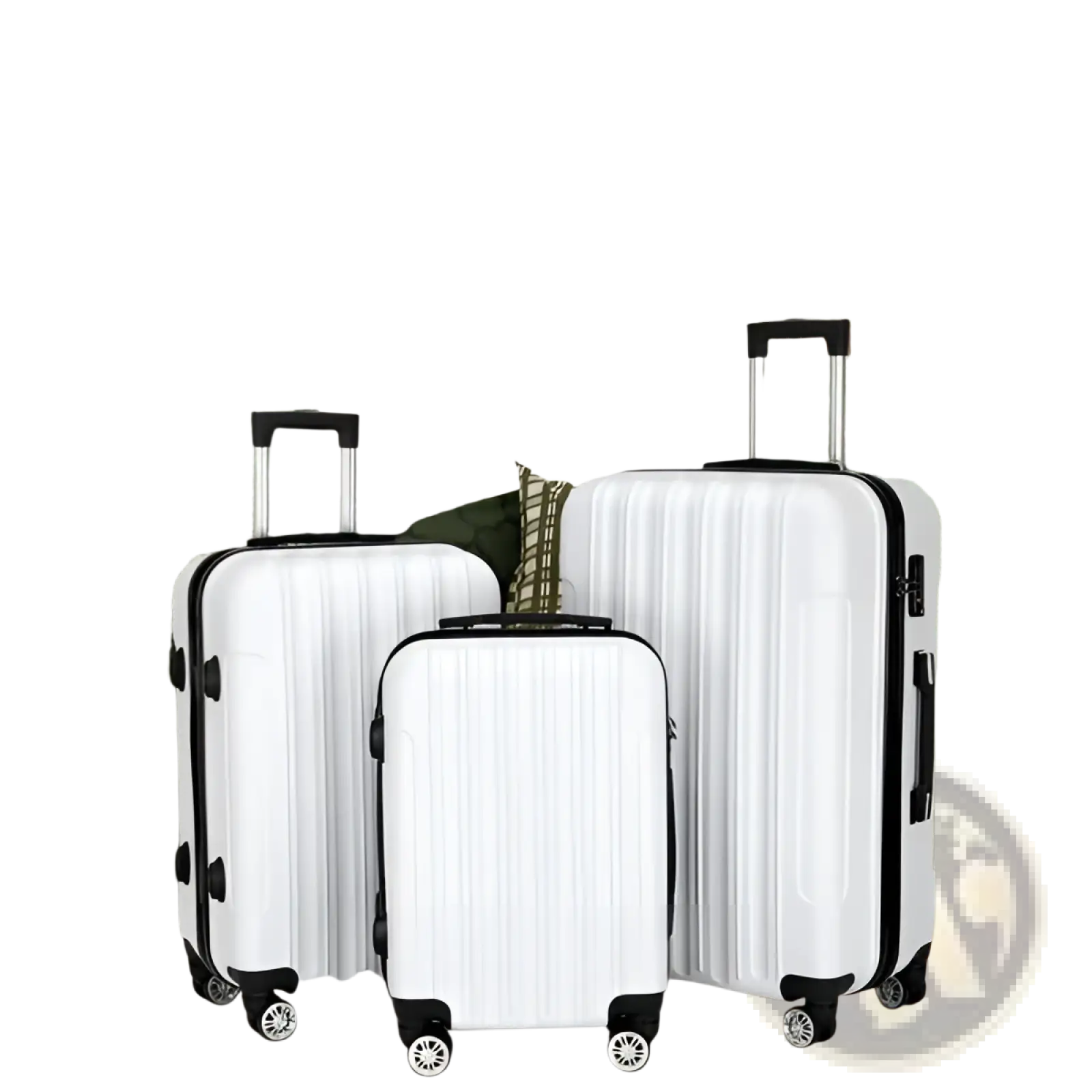 White 3 Piece Hard Shell Spinner Suitcase Set