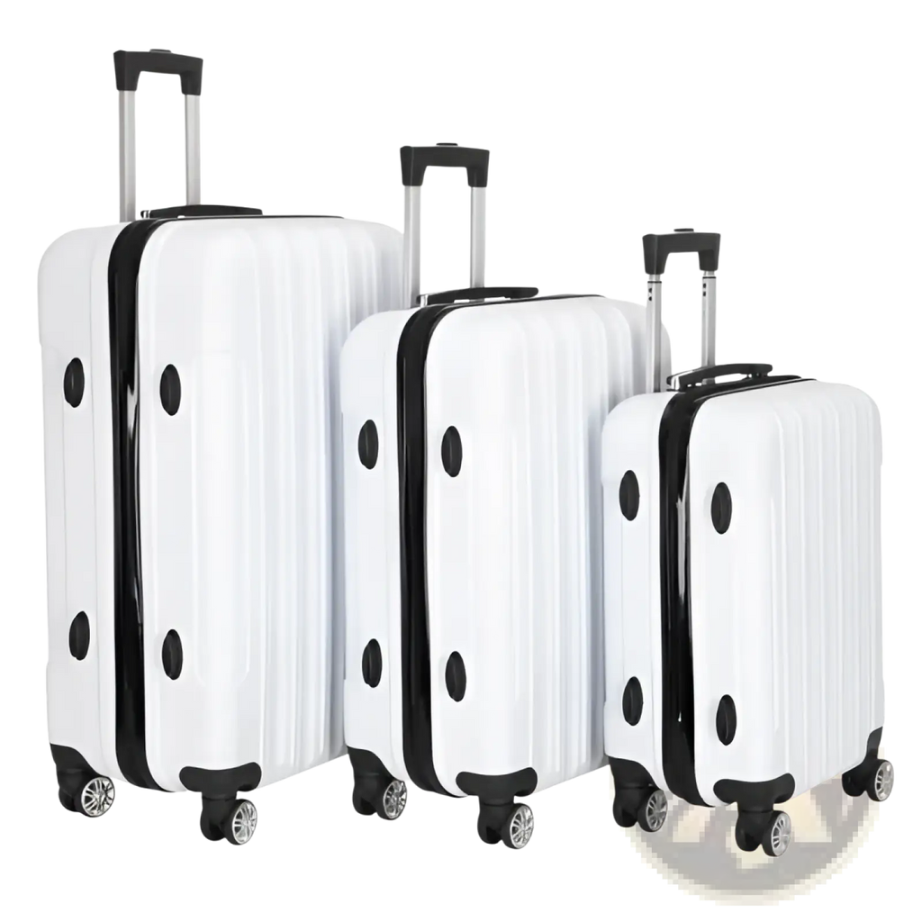 White 3 Piece Hard Shell Spinner Suitcase Set