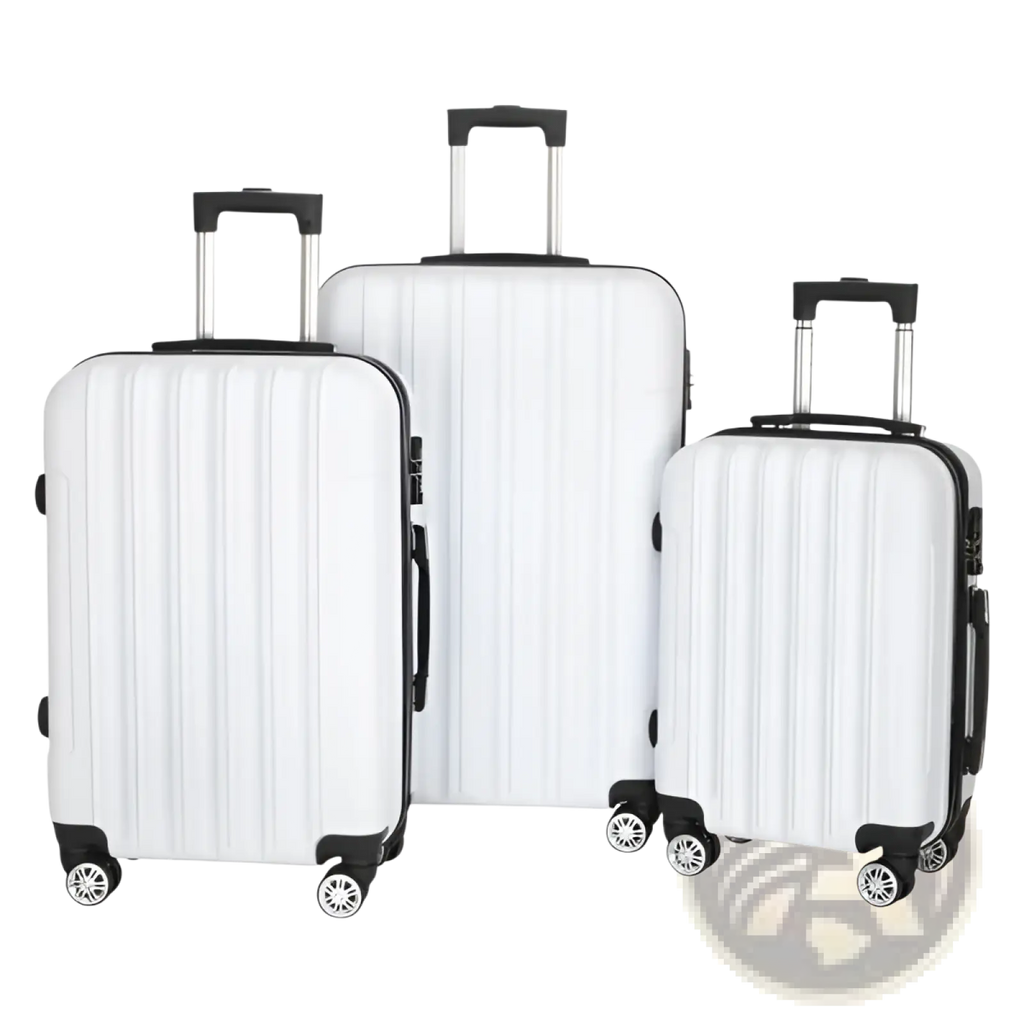 White 3 Piece Hard Shell Spinner Suitcase Set