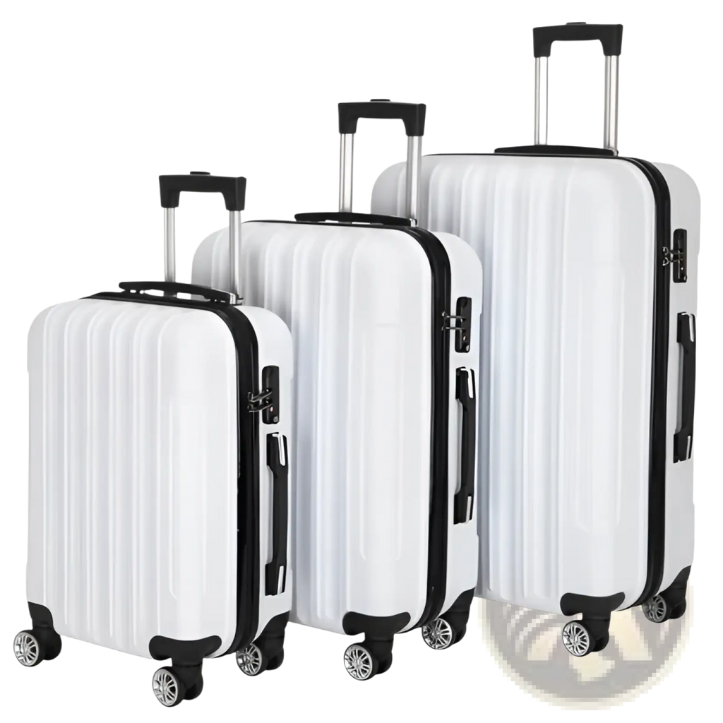 White 3 Piece Hard Shell Spinner Suitcase Set