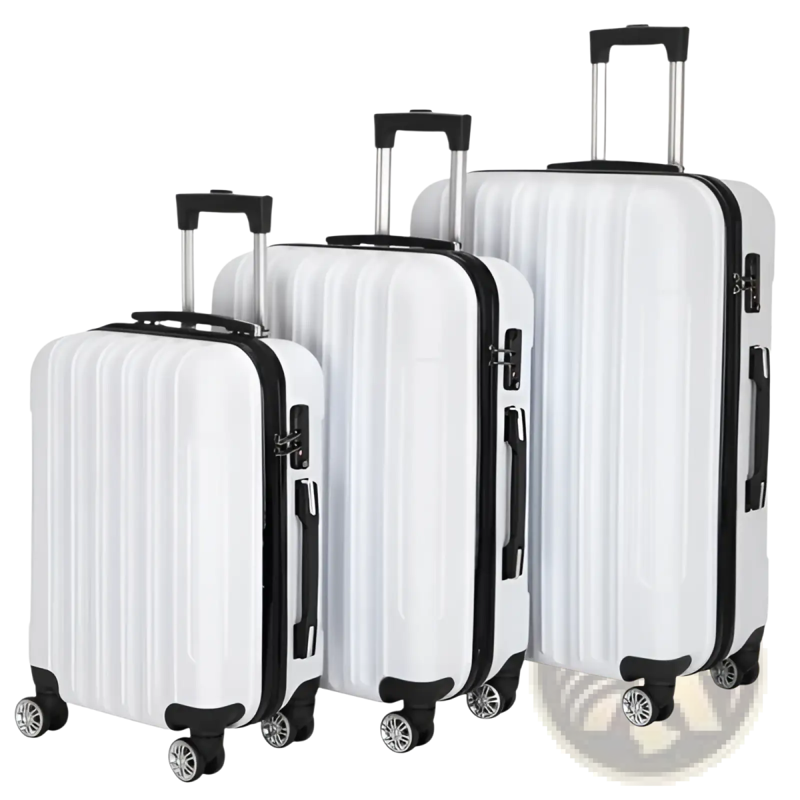 White 3 Piece Hard Shell Spinner Suitcase Set